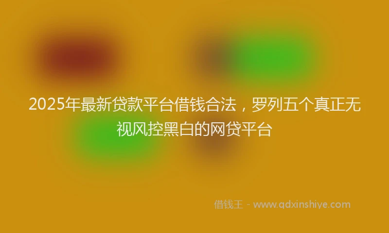 2025年最新贷款平台借钱合法，罗列五个真正无视风控黑白的网贷平台
