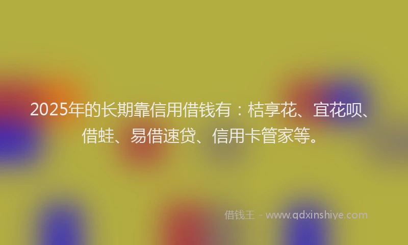 2025年的长期靠信用借钱有：桔享花、宜花呗、借蛙、易借速贷、信用卡管家等。