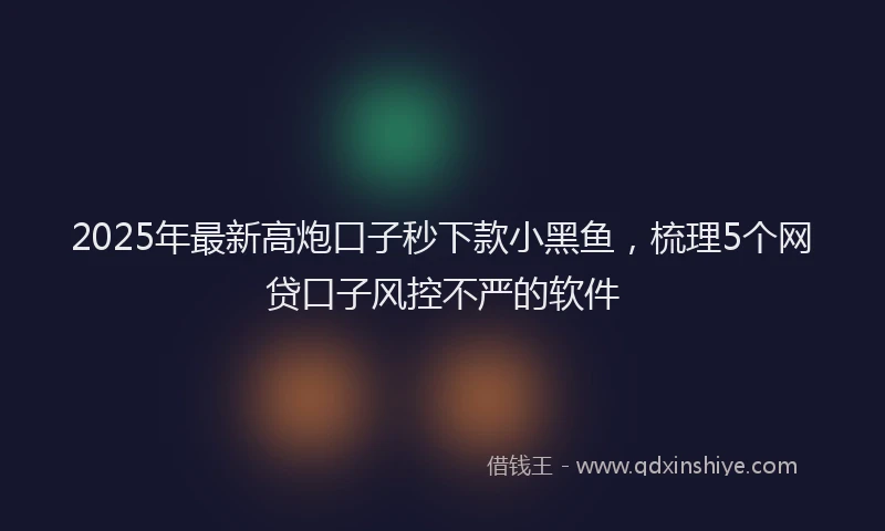 2025年最新高炮口子秒下款小黑鱼，梳理5个网贷口子风控不严的软件