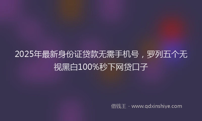 2025年最新身份证贷款无需手机号，罗列五个无视黑白100%秒下网贷口子
