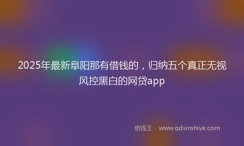 2025年最新阜阳那有借钱的，归纳五个真正无视风控黑白的网贷app