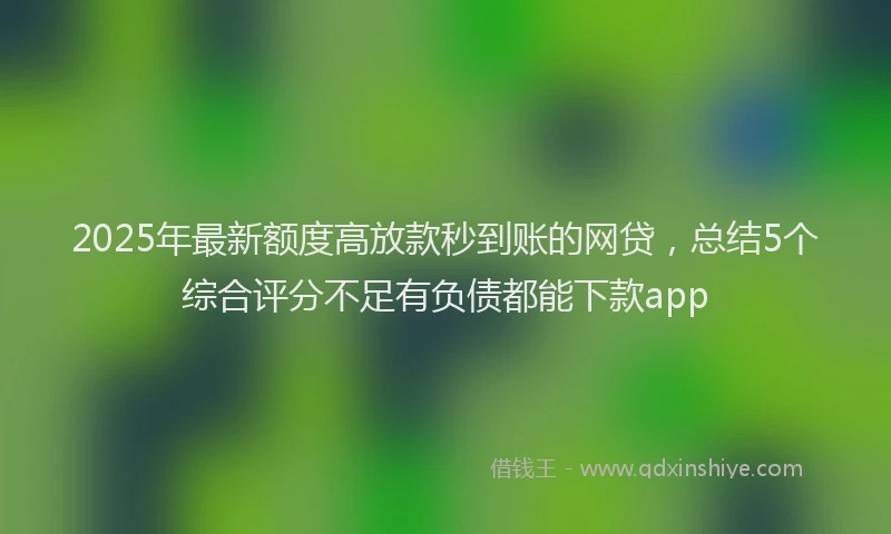 2025年最新额度高放款秒到账的网贷，总结5个综合评分不足有负债都能下款app