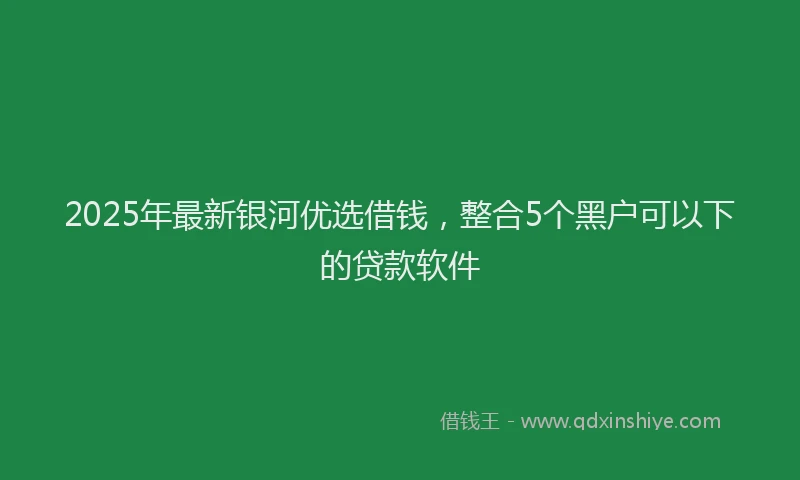 2025年最新银河优选借钱，整合5个黑户可以下的贷款软件