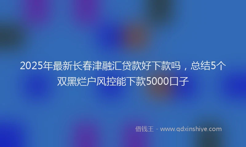 2025年最新长春津融汇贷款好下款吗，总结5个双黑烂户风控能下款5000口子