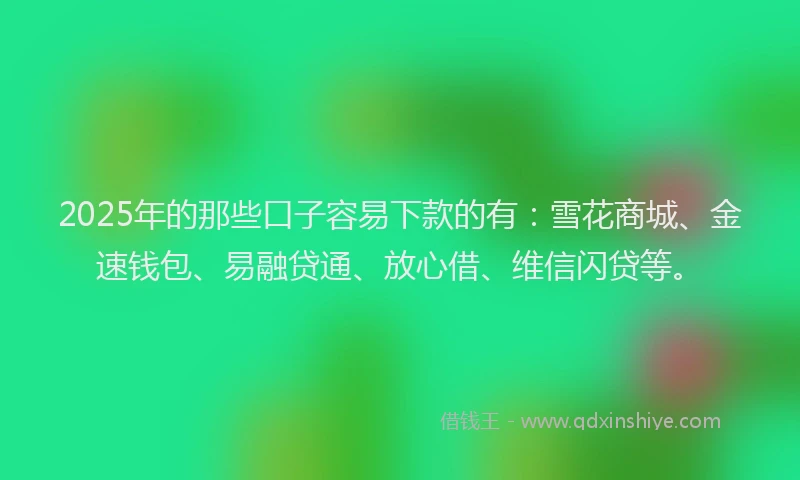 2025年的那些口子容易下款的有：雪花商城、金速钱包、易融贷通、放心借、维信闪贷等。
