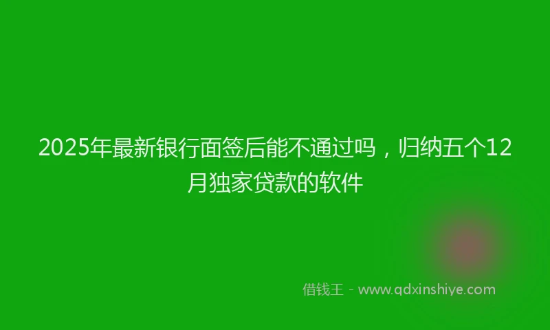 2025年最新银行面签后能不通过吗，归纳五个12月独家贷款的软件