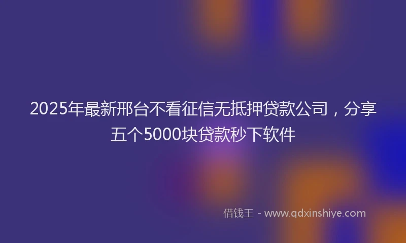 2025年最新邢台不看征信无抵押贷款公司，分享五个5000块贷款秒下软件