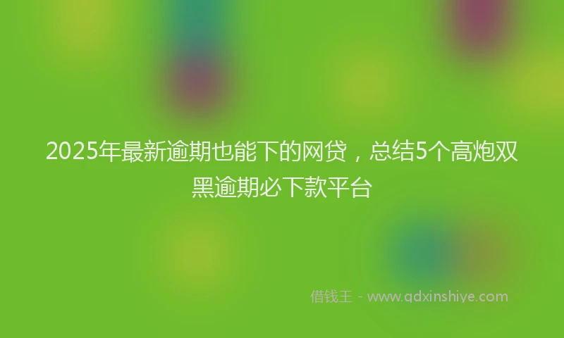 2025年最新逾期也能下的网贷，总结5个高炮双黑逾期必下款平台