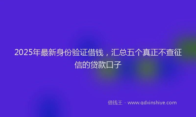 2025年最新身份验证借钱，汇总五个真正不查征信的贷款口子