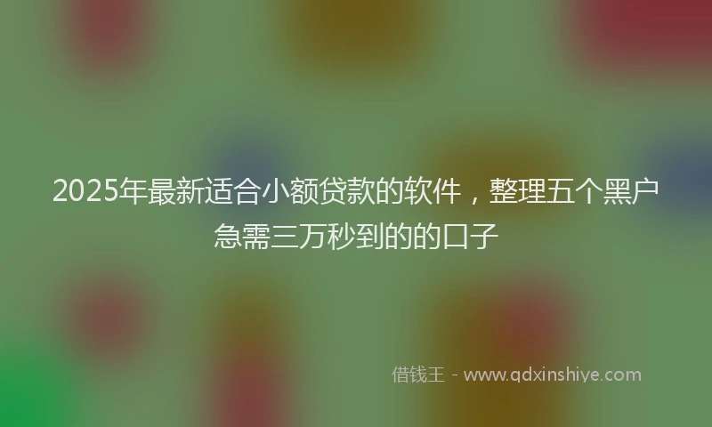2025年最新适合小额贷款的软件，整理五个黑户急需三万秒到的的口子