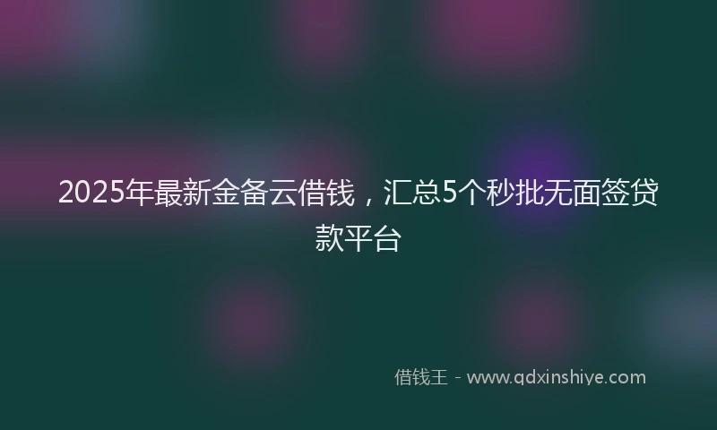 2025年最新金备云借钱，汇总5个秒批无面签贷款平台