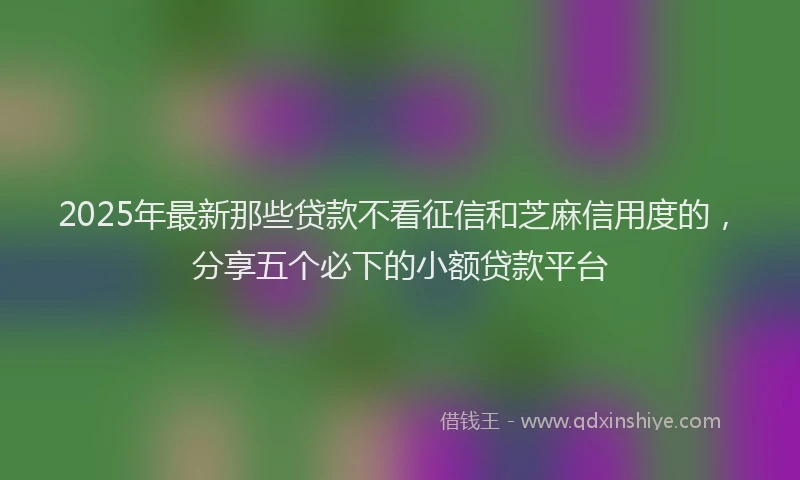 2025年最新那些贷款不看征信和芝麻信用度的，分享五个必下的小额贷款平台