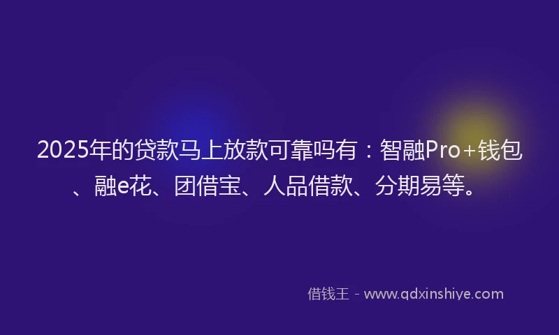 2025年的贷款马上放款可靠吗有：智融Pro+钱包、融e花、团借宝、人品借款、分期易等。