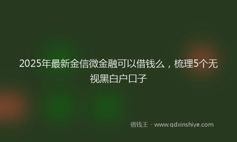 2025年最新金信微金融可以借钱么，梳理5个无视黑白户口子