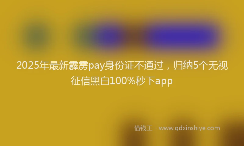 2025年最新霹雳pay身份证不通过，归纳5个无视征信黑白100%秒下app