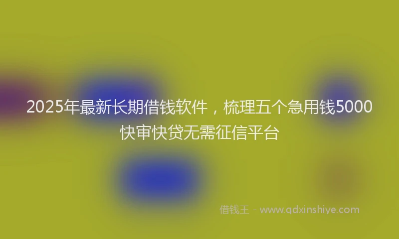2025年最新长期借钱软件，梳理五个急用钱5000快审快贷无需征信平台