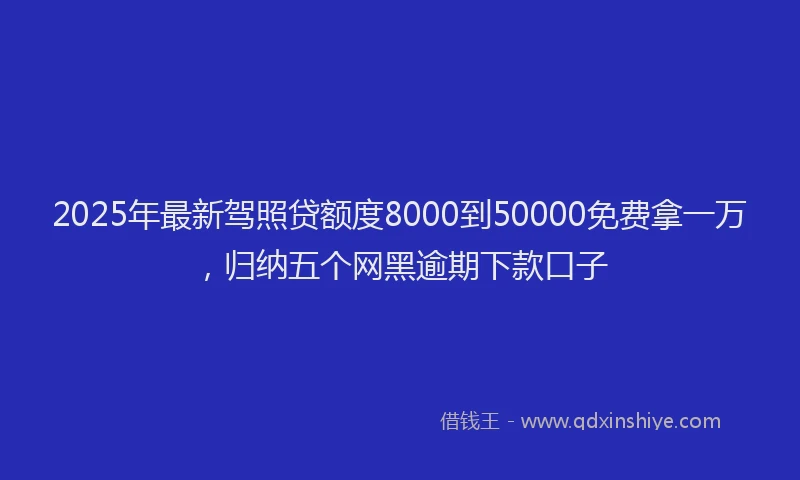 2025年最新驾照贷额度8000到50000免费拿一万，归纳五个网黑逾期下款口子
