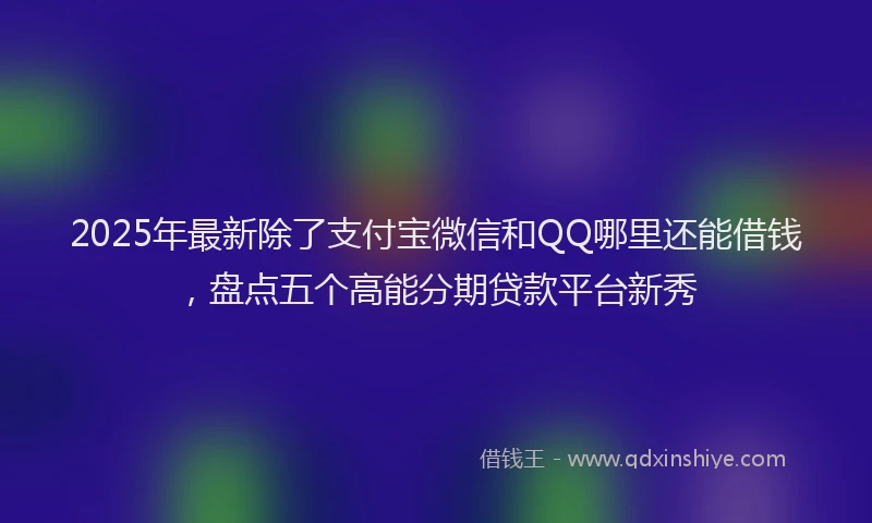 2025年最新除了支付宝微信和QQ哪里还能借钱，盘点五个高能分期贷款平台新秀