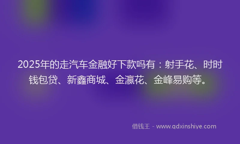 2025年的走汽车金融好下款吗有：射手花、时时钱包贷、新鑫商城、金瀛花、金峰易购等。
