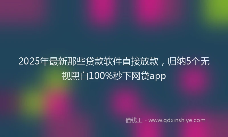 2025年最新那些贷款软件直接放款，归纳5个无视黑白100%秒下网贷app