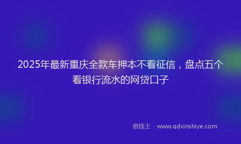 2025年最新重庆全款车押本不看征信，盘点五个看银行流水的网贷口子
