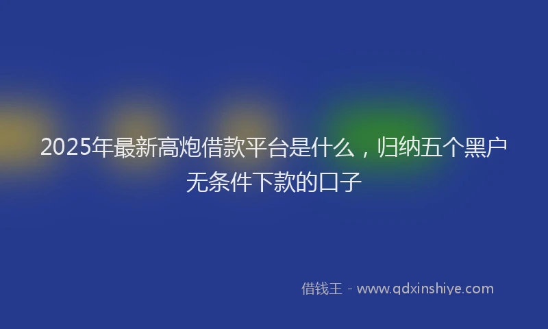 2025年最新高炮借款平台是什么，归纳五个黑户无条件下款的口子