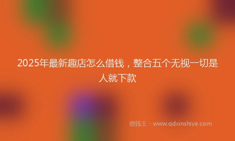 2025年最新趣店怎么借钱，整合五个无视一切是人就下款