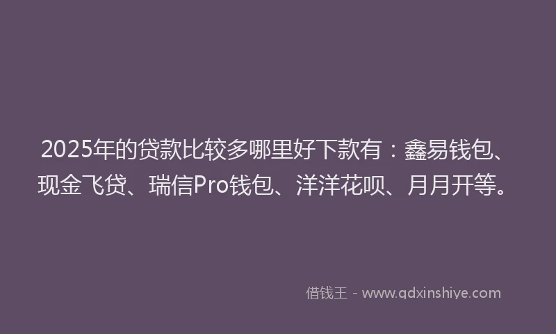 2025年的贷款比较多哪里好下款有：鑫易钱包、现金飞贷、瑞信Pro钱包、洋洋花呗、月月开等。