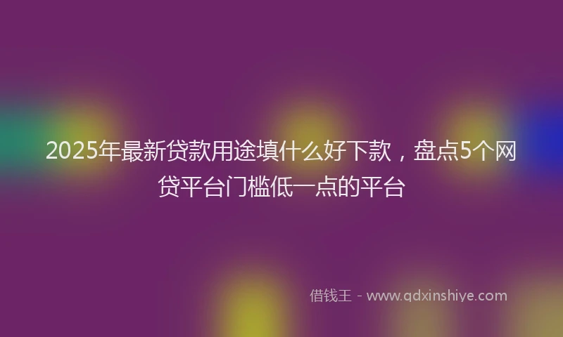 2025年最新贷款用途填什么好下款，盘点5个网贷平台门槛低一点的平台