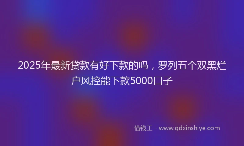 2025年最新贷款有好下款的吗，罗列五个双黑烂户风控能下款5000口子