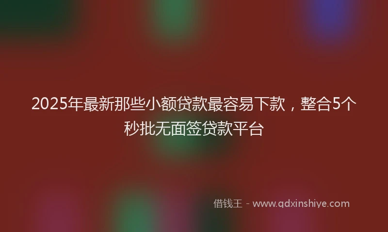 2025年最新那些小额贷款最容易下款，整合5个秒批无面签贷款平台
