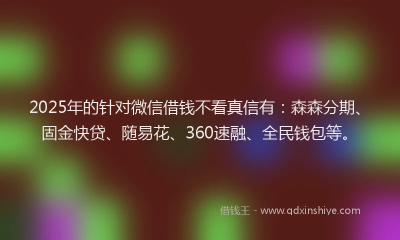 2025年的针对微信借钱不看真信有：森森分期、固金快贷、随易花、360速融、全民钱包等。