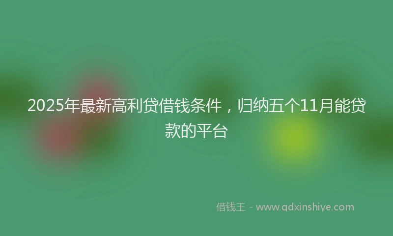 2025年最新高利贷借钱条件，归纳五个11月能贷款的平台
