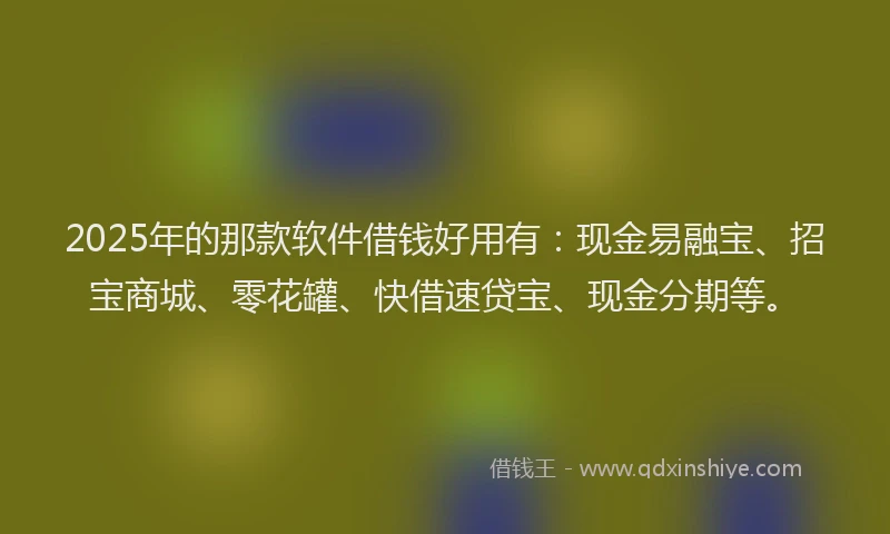 2025年的那款软件借钱好用有：现金易融宝、招宝商城、零花罐、快借速贷宝、现金分期等。