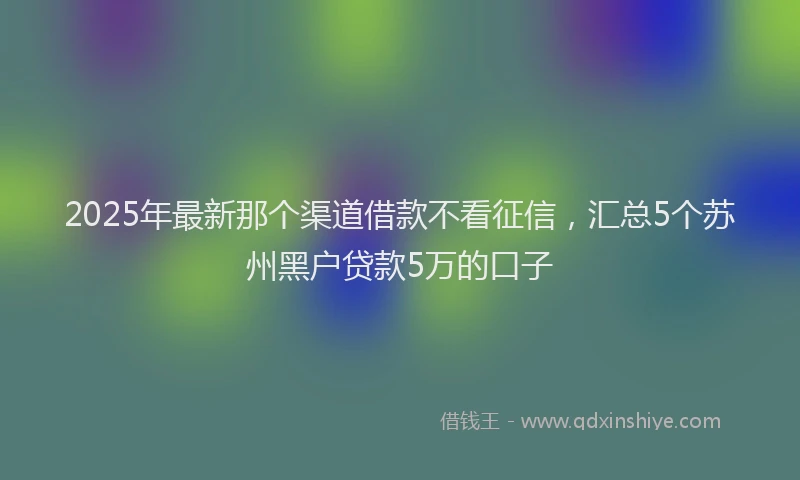 2025年最新那个渠道借款不看征信，汇总5个苏州黑户贷款5万的口子