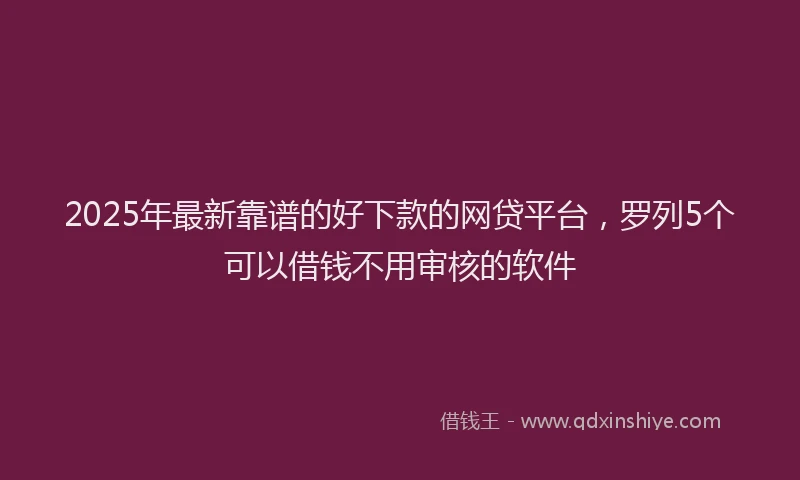 2025年最新靠谱的好下款的网贷平台，罗列5个可以借钱不用审核的软件