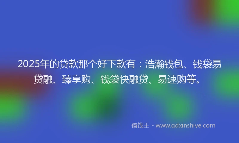 2025年的贷款那个好下款有：浩瀚钱包、钱袋易贷融、臻享购、钱袋快融贷、易速购等。