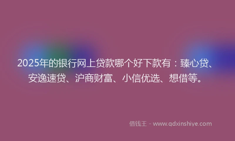 2025年的银行网上贷款哪个好下款有：臻心贷、安逸速贷、沪商财富、小信优选、想借等。