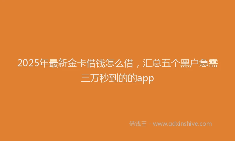 2025年最新金卡借钱怎么借，汇总五个黑户急需三万秒到的的app