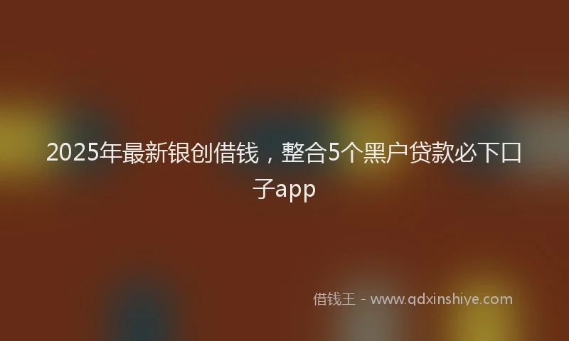 2025年最新银创借钱，整合5个黑户贷款必下口子app