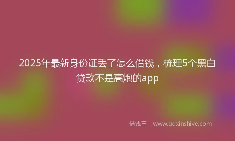 2025年最新身份证丢了怎么借钱，梳理5个黑白贷款不是高炮的app
