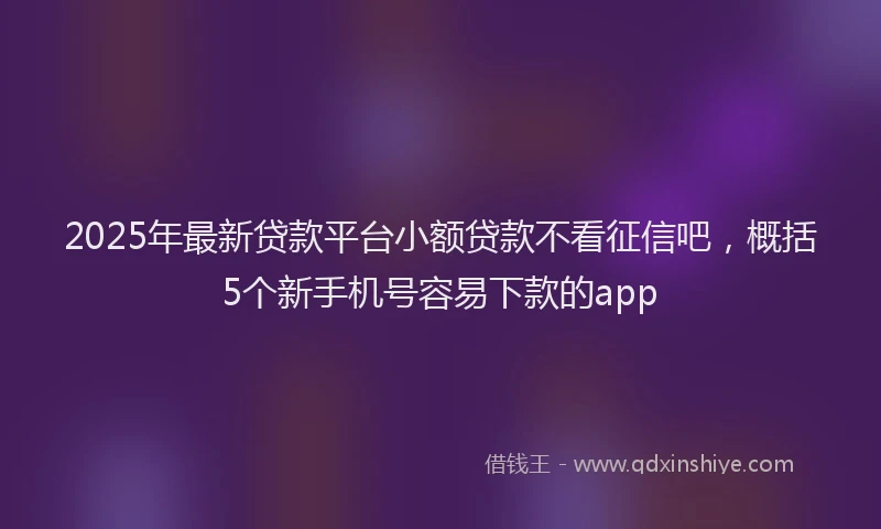2025年最新贷款平台小额贷款不看征信吧，概括5个新手机号容易下款的app