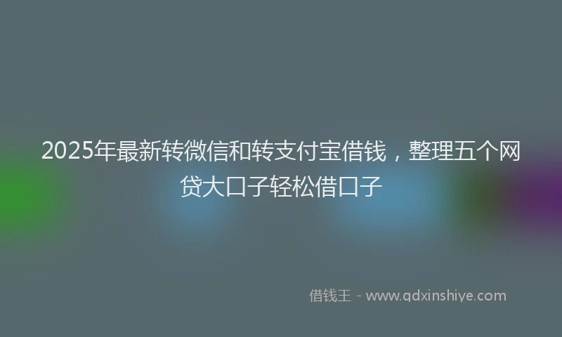 2025年最新转微信和转支付宝借钱，整理五个网贷大口子轻松借口子