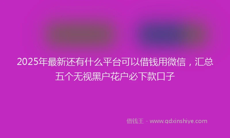 2025年最新还有什么平台可以借钱用微信，汇总五个无视黑户花户必下款口子