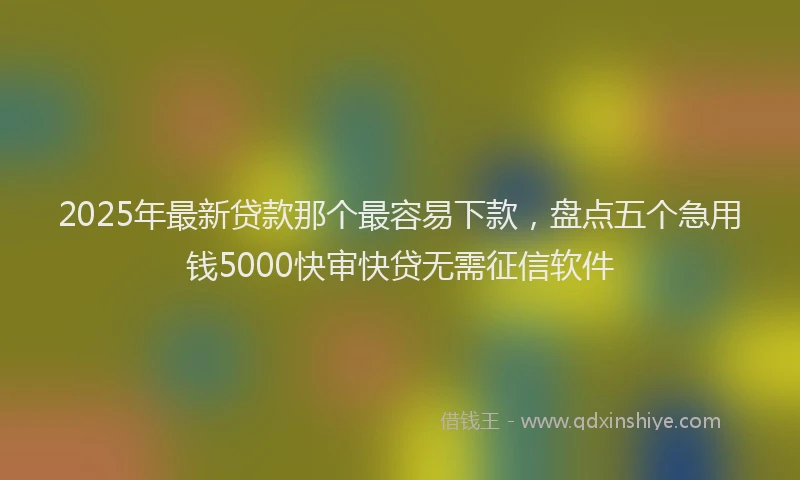 2025年最新贷款那个最容易下款，盘点五个急用钱5000快审快贷无需征信软件