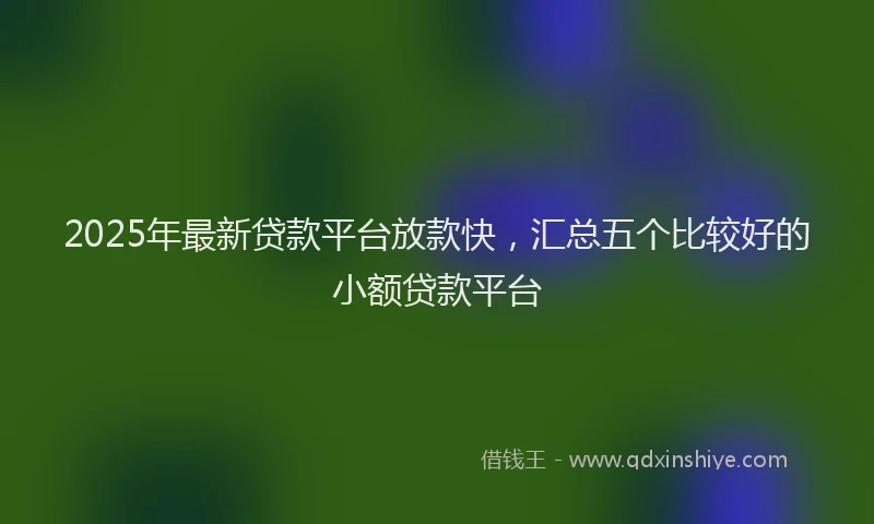 2025年最新贷款平台放款快，汇总五个比较好的小额贷款平台