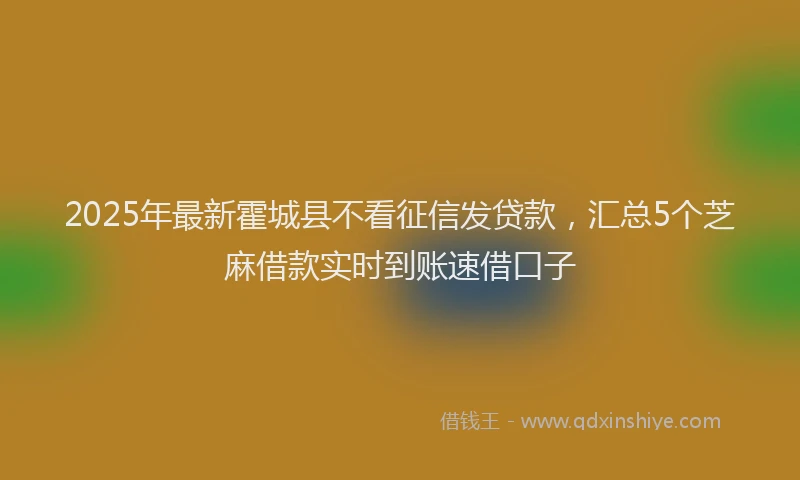 2025年最新霍城县不看征信发贷款，汇总5个芝麻借款实时到账速借口子