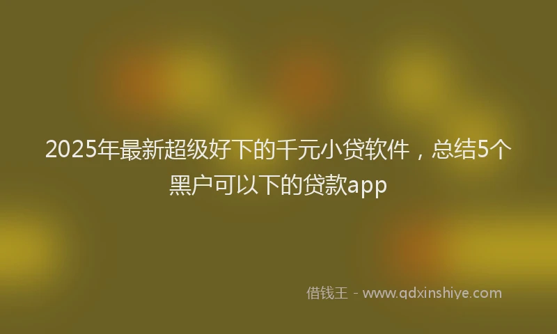 2025年最新超级好下的千元小贷软件，总结5个黑户可以下的贷款app