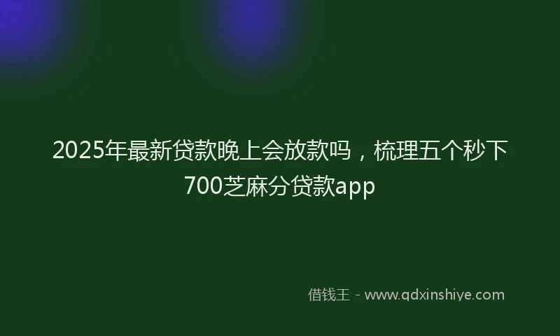 2025年最新贷款晚上会放款吗，梳理五个秒下700芝麻分贷款app