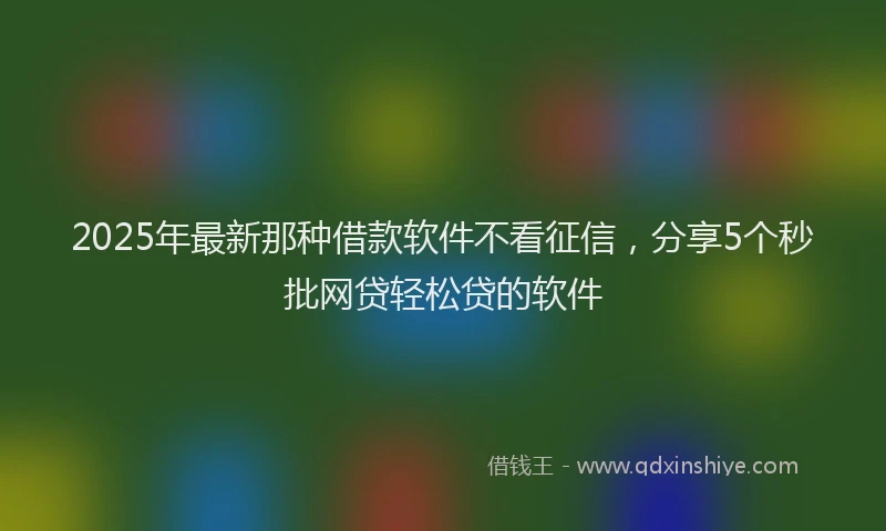 2025年最新那种借款软件不看征信，分享5个秒批网贷轻松贷的软件